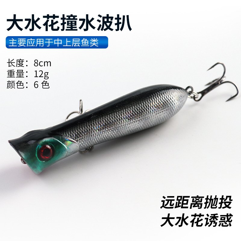 Popper leurre dur 8cm 12g - Couleurs aléatoires – Image 2