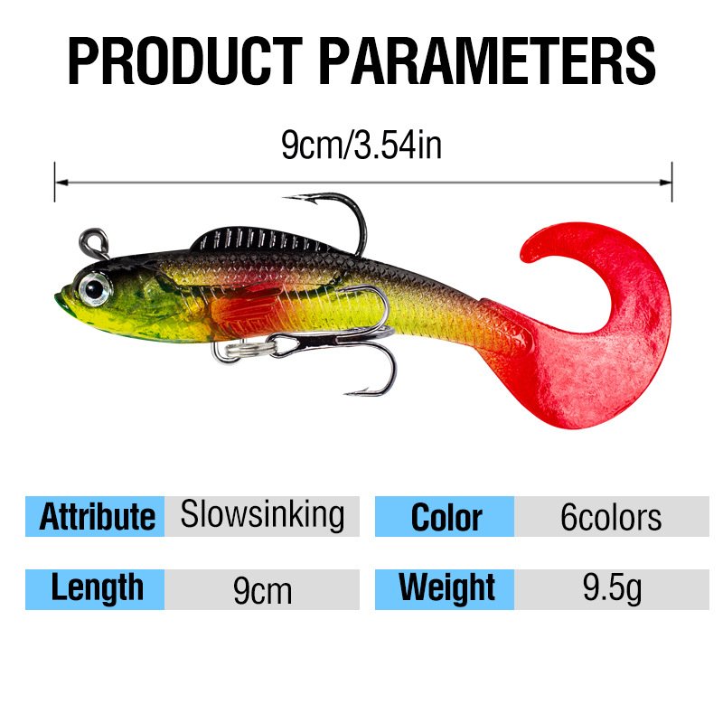 Leurre souple shad queue de poisson 9cm 9.5g – Image 3