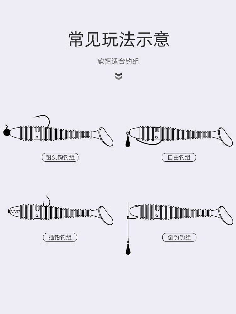Leurre souple T-tail 3.5-7.5cm - Vendu par 20 – Image 5