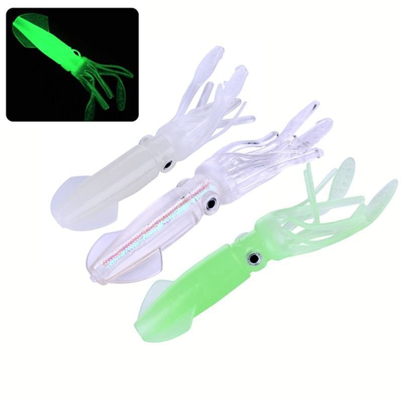 Leurre souple calamar 10.5cm 8g - Vert/Blanc Lumineux, Multicolore