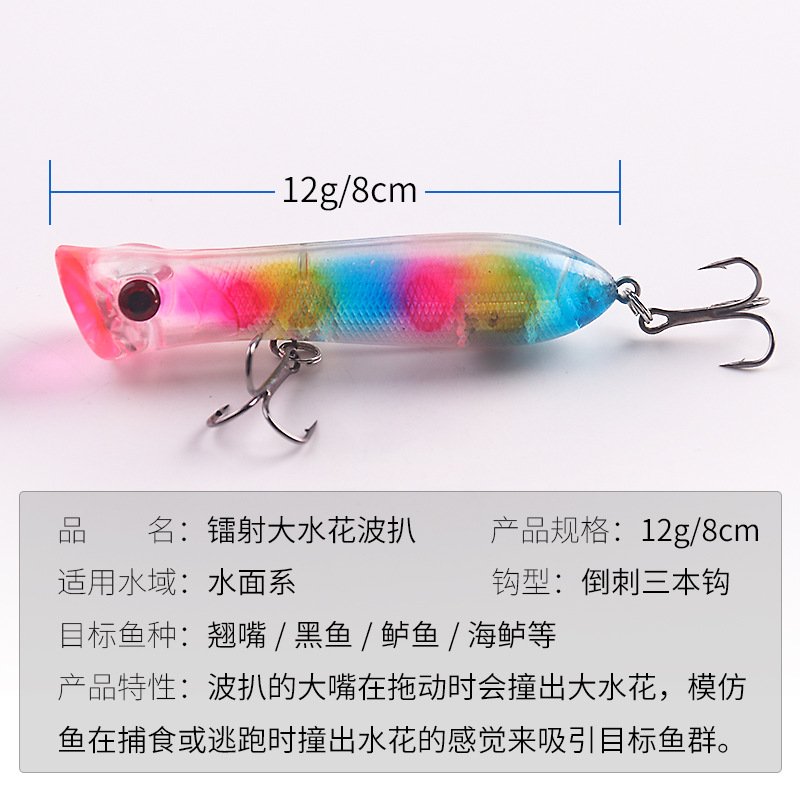 Popper leurre dur 8cm 12g - Couleurs aléatoires – Image 4