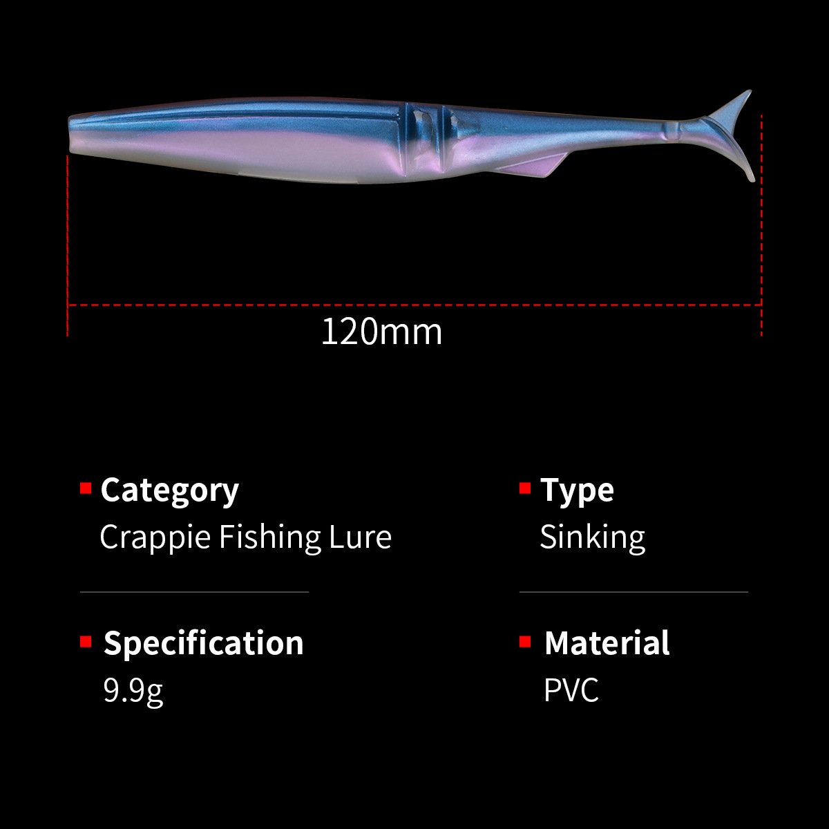 Leurre souple T-tail 12cm 10g - Lot de 5 – Image 2
