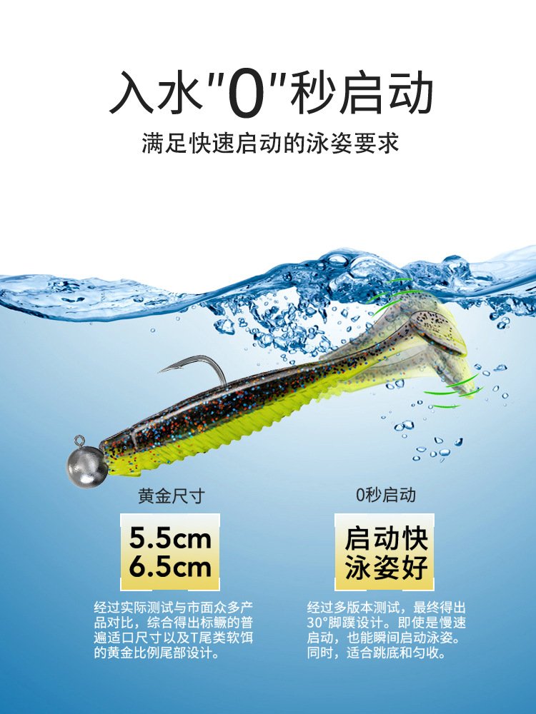 Leurre souple T-tail 4.5-6.5cm - 0.7-2.13g – Image 2